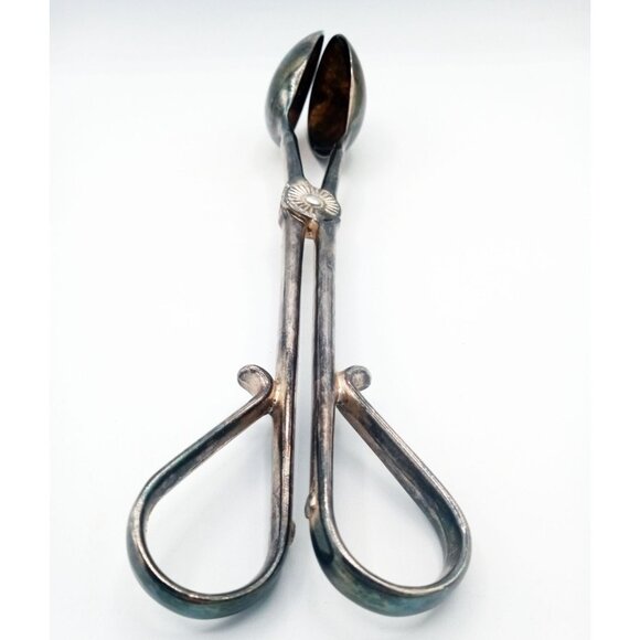 Salad Serving Tongs Silver Plated Metal Vintage 10 In Unbranded Kitchen Utensils - Picture 13 of 16